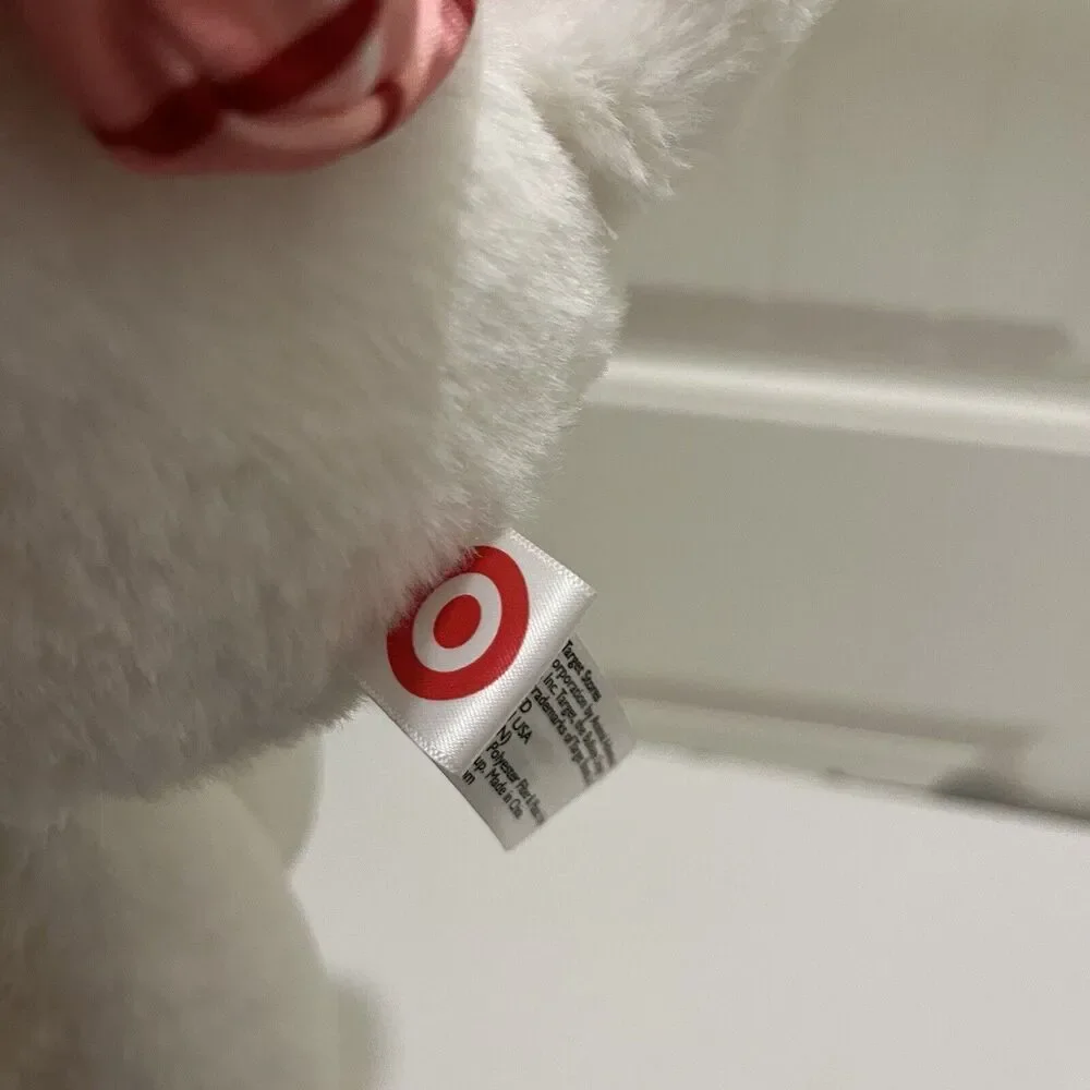 Target Bullseye Spot White Red Dog Backpack Plush 15